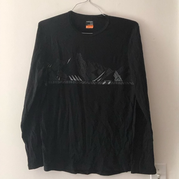 Icebreaker 200 Merino Wool Base Layer Top in Black Graphic Mountain Print Size M - Picture 1 of 14